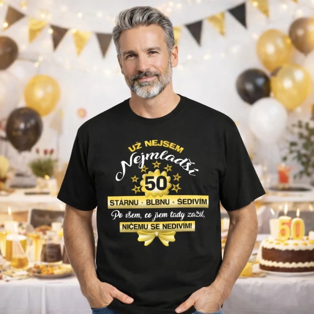 3386 Tričko k narozeninám 50 let - Stárnu blbnu šedivím vel.XL