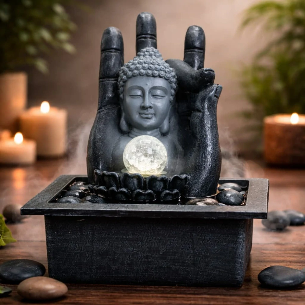 4099 Fontána Budha hlava a ruka - uklidňující dekorace