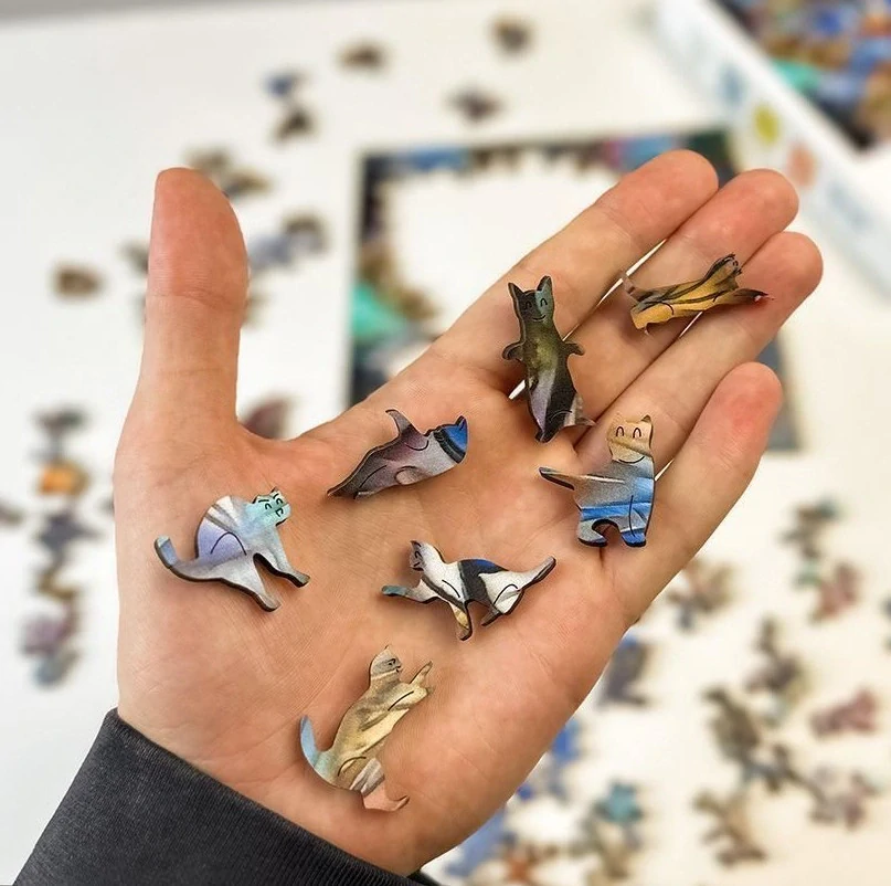 3963 Dřevěné puzzle zrzavá kočka