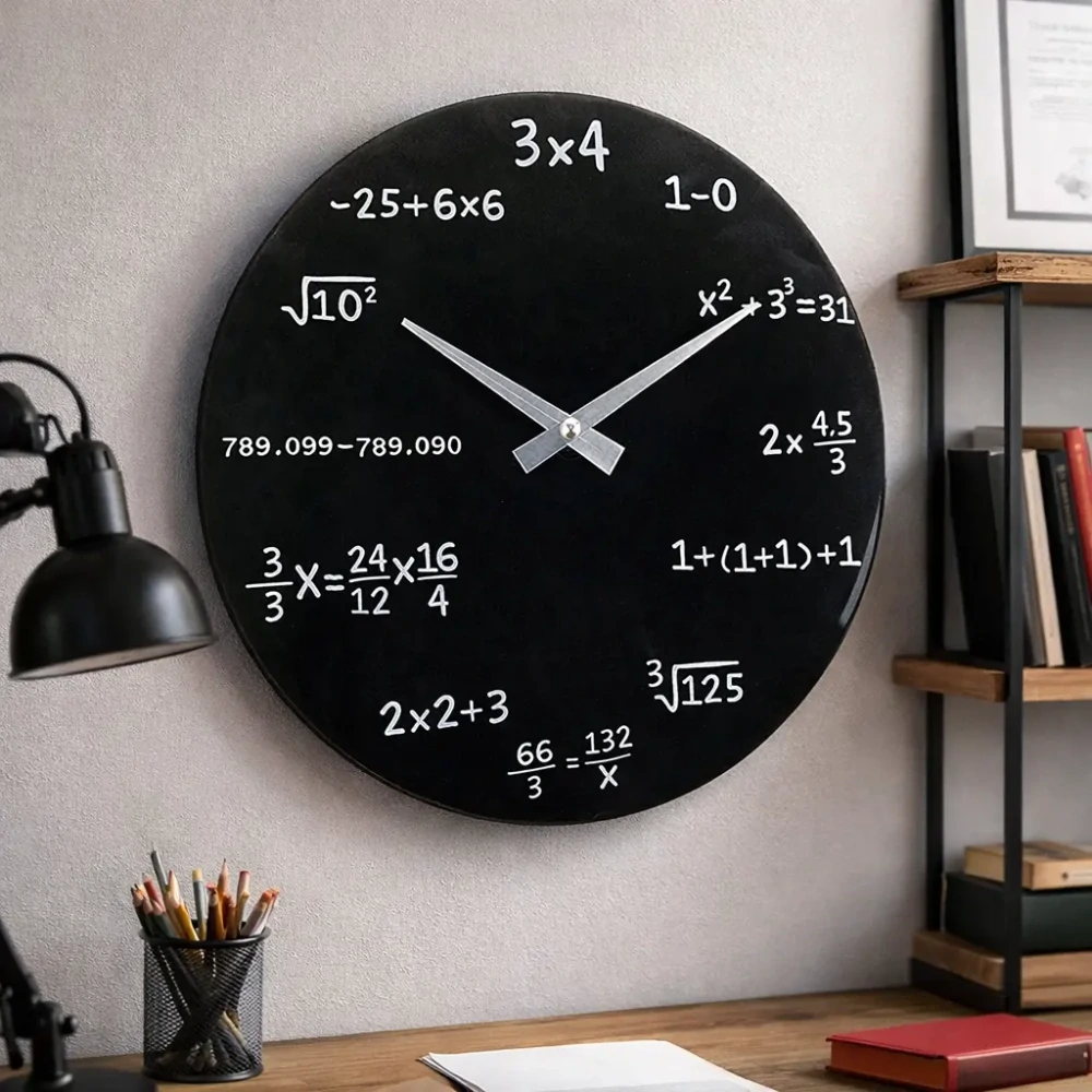3429 Matematické hodiny – skleněné s rovnicemi