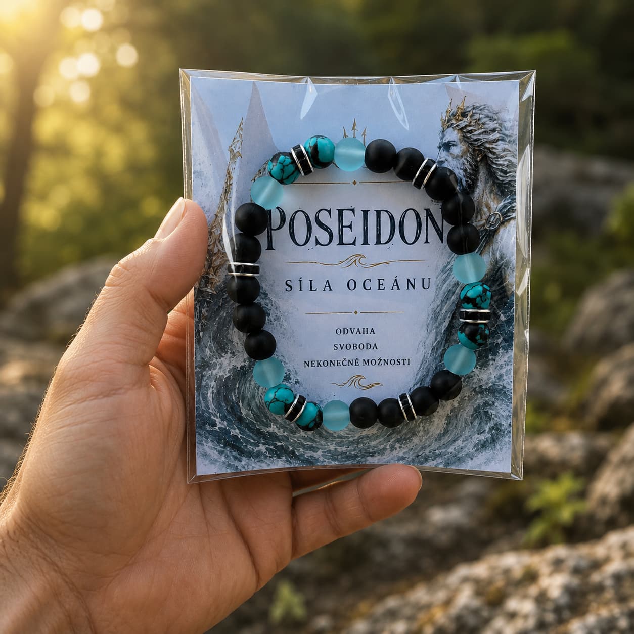 1010 Pánský náramek Poseidon s tyrkysem