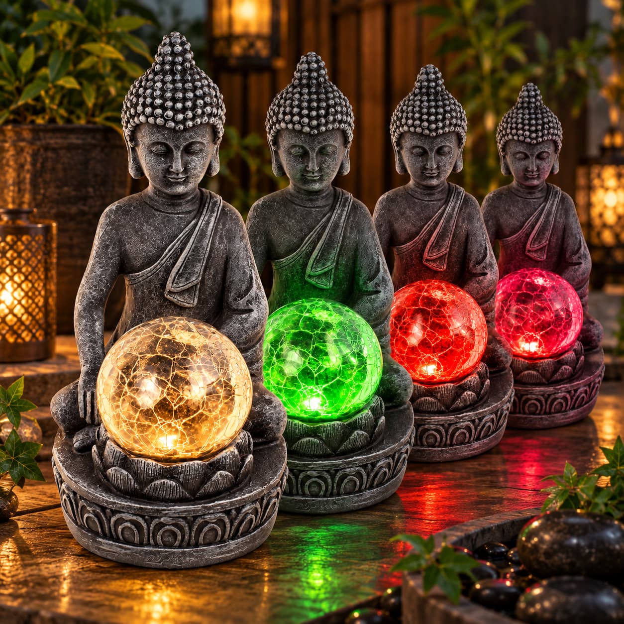 4120 Zahradní dekorace - Buddha solární