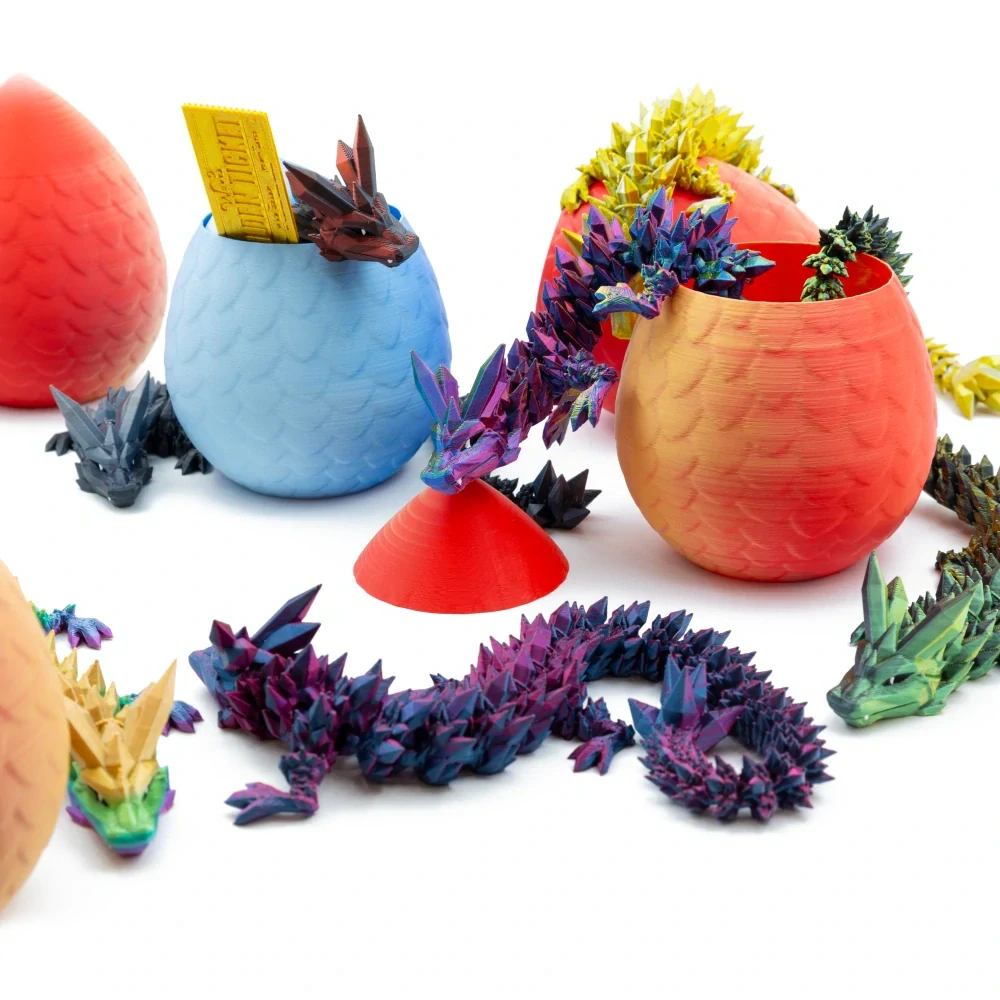 4067 3D Metalický drak 33 cm ve vajíčku