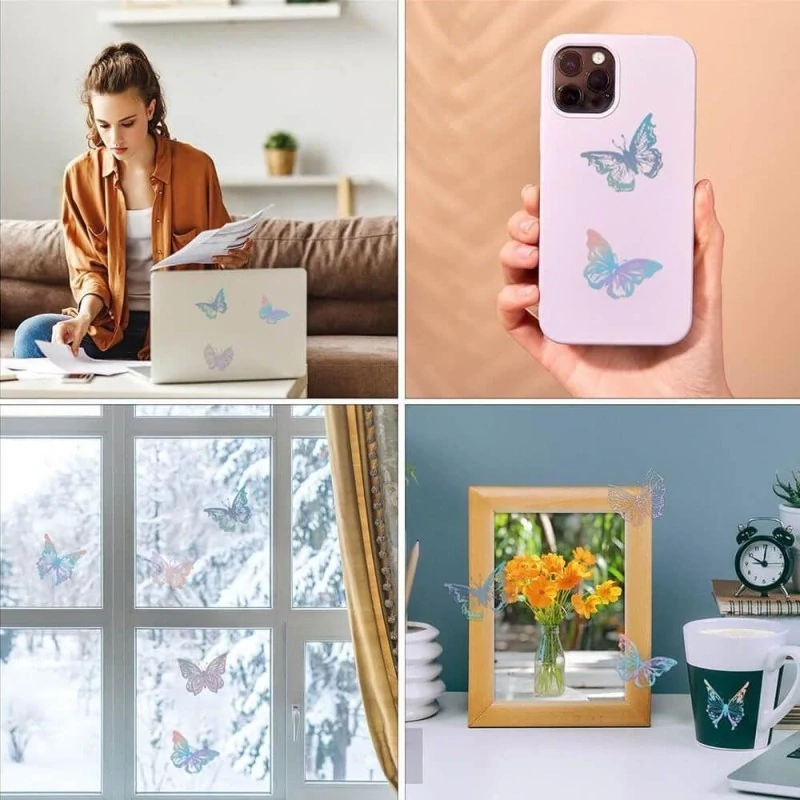 3141 Samolepky holografické motýlci 45 ks