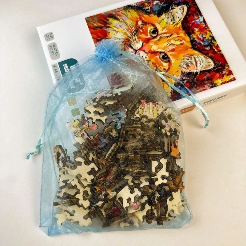 3963 Dřevěné puzzle zrzavá kočka