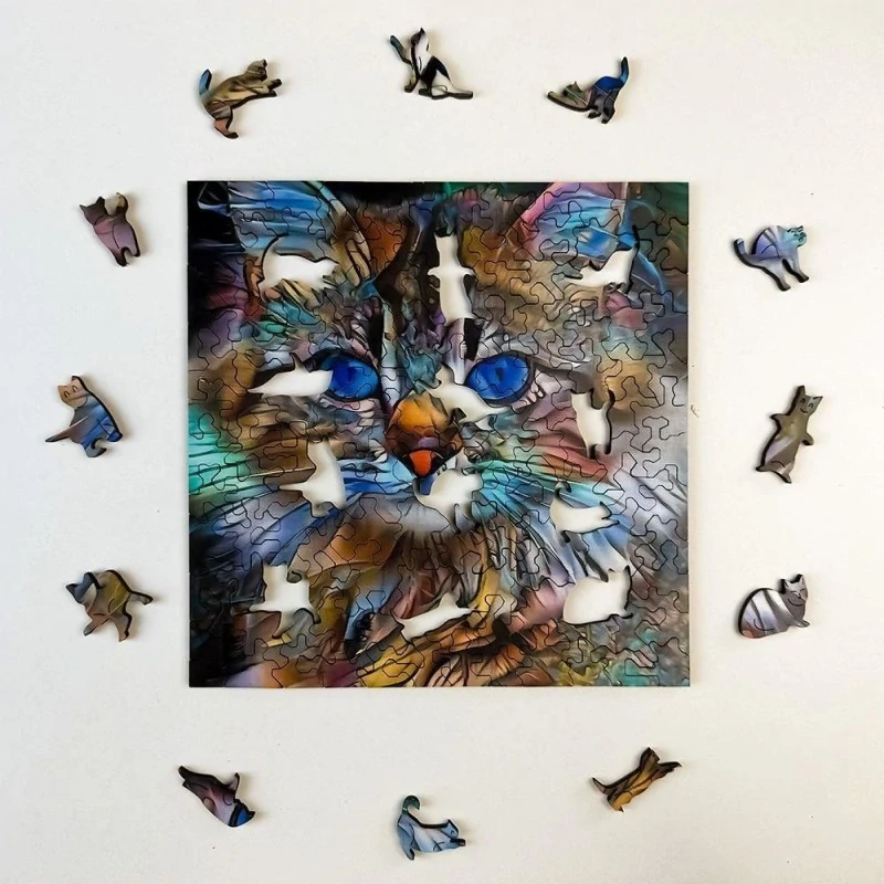 3960 Dřevěné puzzle - mourovaté kotě