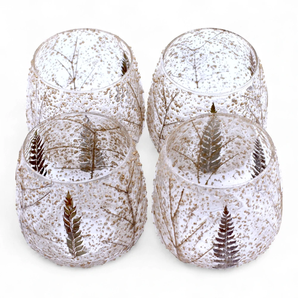 3106 Skleněný svícen - sušené přírodniny 10×9 cm