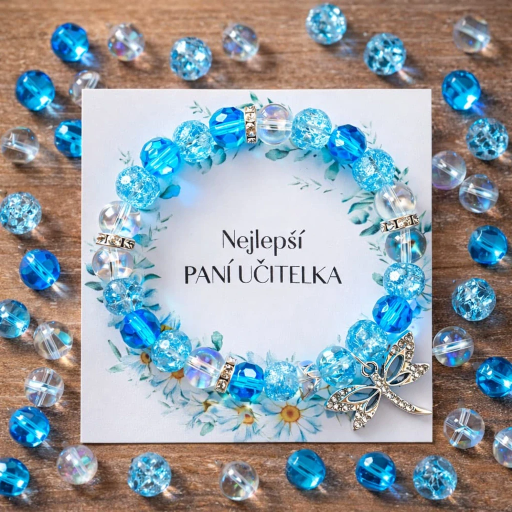 3240 Náramek pro paní učitelku s vážkou – modrý