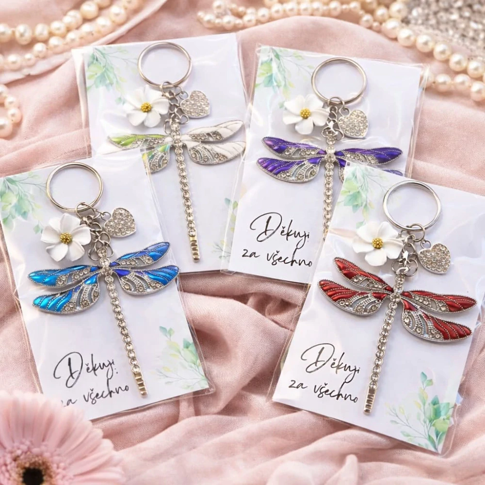3737 Luxusní přívěšek na klíče vážka - děkuji za všechno