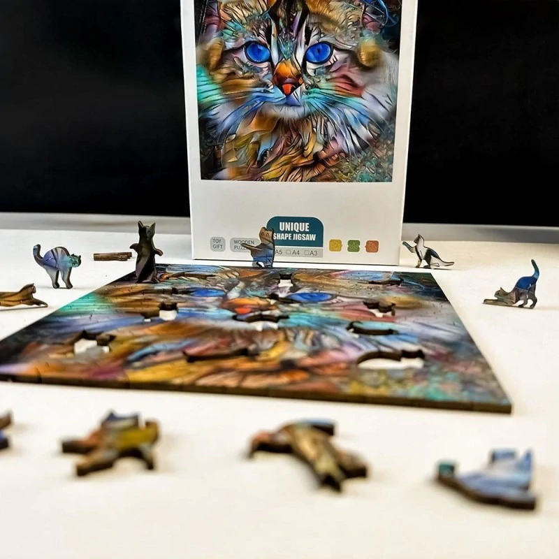 3960 Dřevěné puzzle - mourovaté kotě