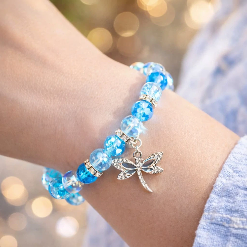 3240 Náramek pro paní učitelku s vážkou – modrý