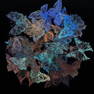 3141 Samolepky holografické motýlci 45 ks