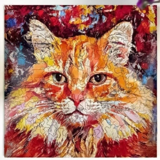 3963 Dřevěné puzzle zrzavá kočka