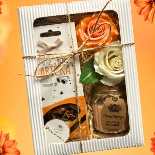 3709 Balíček pro babičku – čaj, svíčka a růže