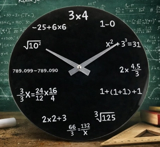 3429 Matematické hodiny – skleněné s rovnicemi