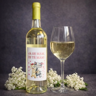 3740 Bezinkové víno s dárkovou etiketou „Já se mám, že tě mám“ – polosladké