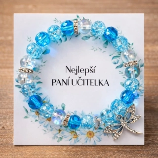 3240 Náramek pro paní učitelku s vážkou – modrý