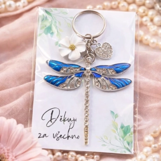 3737 Luxusní přívěšek na klíče vážka - děkuji za všechno