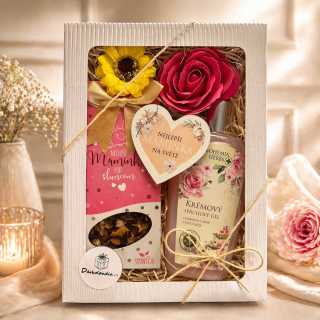 3830 Dárkový balíček pro maminku – Voňavé pohlazení s čajem a růží