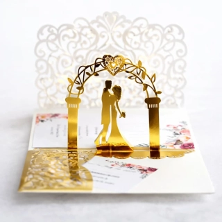 3169 3D Přání pro novomanžele - zlaté